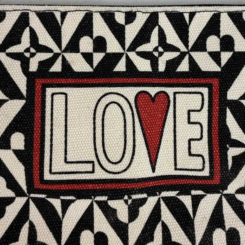 Brighton Love Pouch Make‎ Up Travel Bag Black White With Red Joy Heart